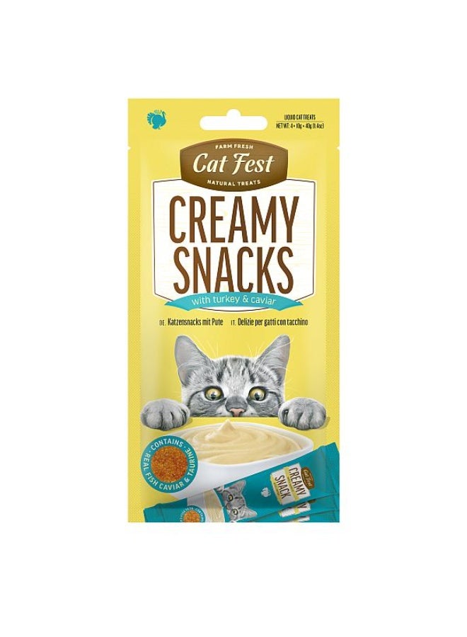 Cat Fest Creamy Snacks Turkey with Caviar 4x10g Soft Cat Treats for Kittens & Adult Cats From Varmacy - Image 1